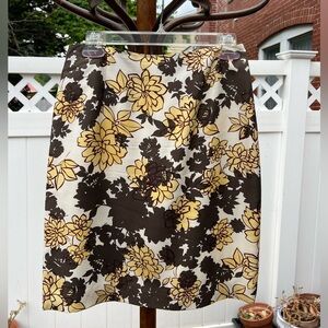 Alfani Floral Pencil Skirt in Cream, Brown & Yellow